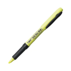 Highlighters|BIC Brite Liner Grip Stick Highlighters, Chisel, Yellow, Dozen (31255)