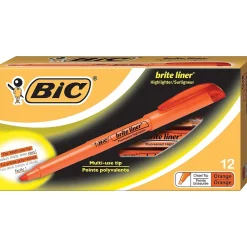 Highlighters|BIC Brite Liner Stick Highlighters, Chisel Tip, Orange, 216/Carton (BL11ORGCT)