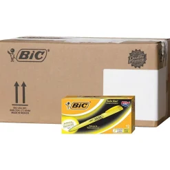 Highlighters|BIC Brite Liner Stick Highlighters, Chisel Tip, Fluorescent Yellow, 216/Carton (BL11YELCT)