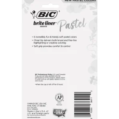 Highlighters|BIC Brite Liner Stick Highlighter with Grip, Chisel Tip, Assorted Pastel Colors, 6/Pack (GBLDP61-AST )