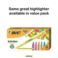 Highlighters|BIC Brite Liner Stick Highlighters, Chisel, Assorted, 5/Pack (BLP51W-AST)