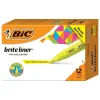 Highlighters|BIC Brite Liner Stick Highlighters with Grip, Chisel Tip, Yellow, Dozen (BLMG11-YEL)