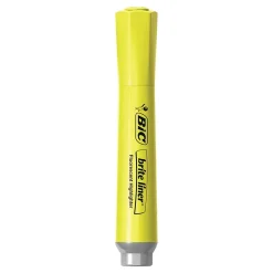 Highlighters|BIC Brite Liner Stick Highlighters with Grip, Chisel Tip, Yellow, Dozen (BLMG11-YEL)