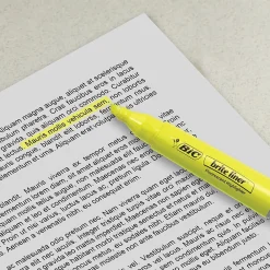 Highlighters|BIC Brite Liner Stick Highlighters with Grip, Chisel Tip, Yellow, Dozen (BLMG11-YEL)