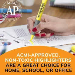 Highlighters|BIC Brite Liner Stick Highlighter with Grip, Chisel Tip, Assorted, 5/Pack (31257)