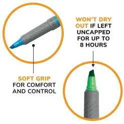 Highlighters|BIC Brite Liner Stick Highlighter with Grip, Chisel Tip, Assorted, 5/Pack (31257)