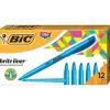 Highlighters|BIC Brite Liner Stick Highlighter, Chisel Tip, Blue, 12/Pack (65552/BL11BE)