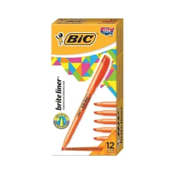 Highlighters|BIC Brite Liner Stick Highlighter, Chisel Tip, Orange, Dozen (90338/BL11OR)
