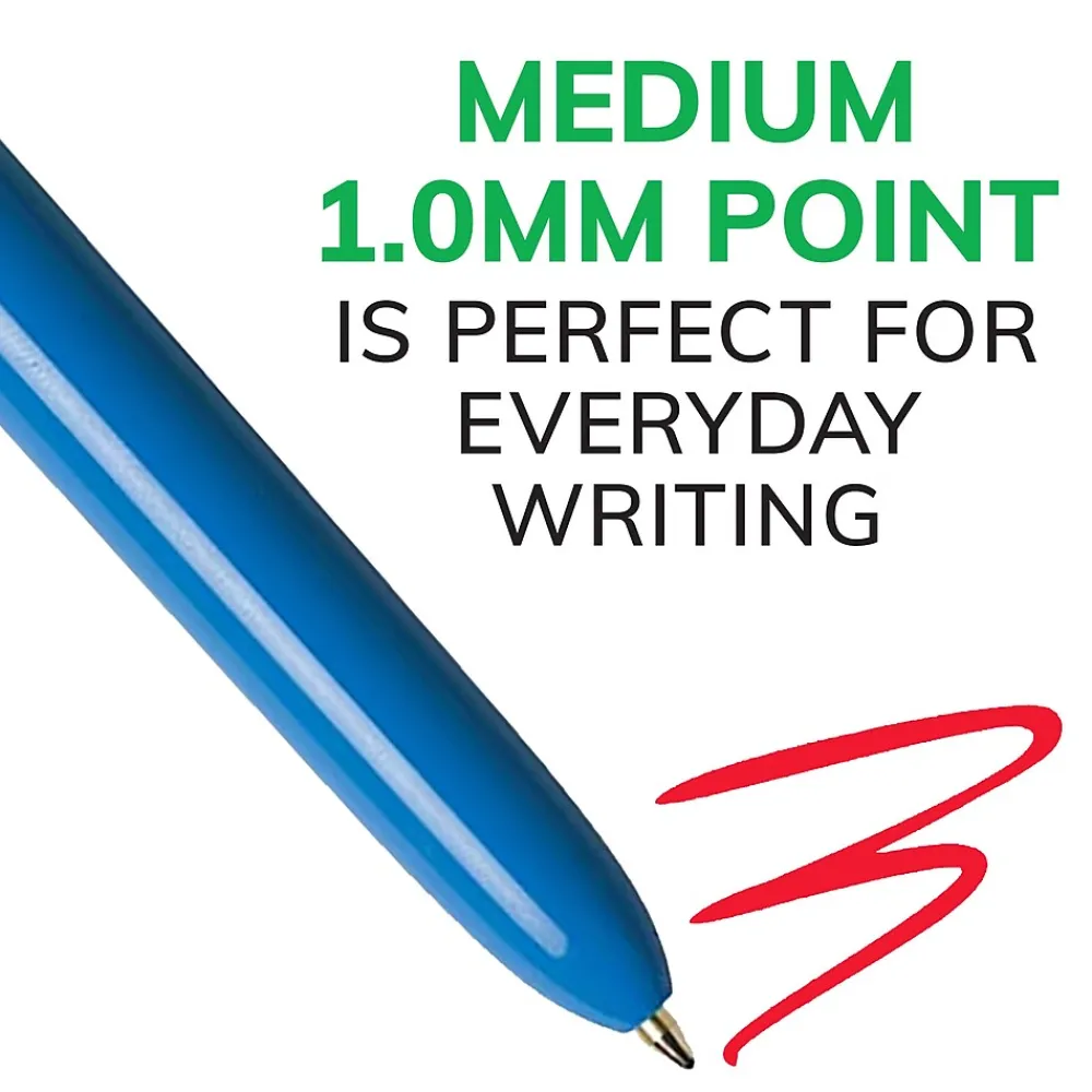 Pens|BIC 4-Color Retractable Ballpoint Pen, Medium Point, Multicolor Ink (24623/MM11)