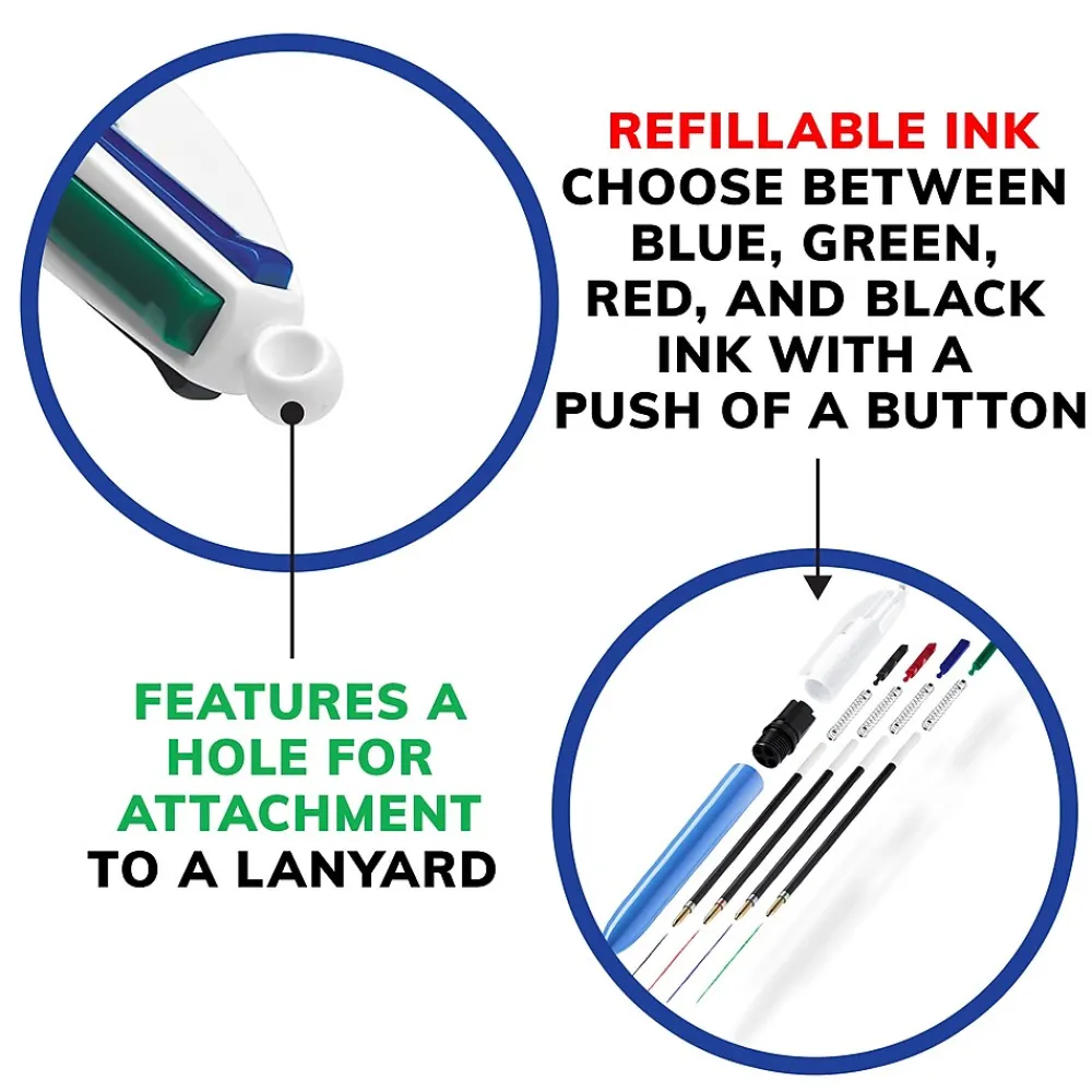 Pens|BIC 4-Color Retractable Ballpoint Pen, Medium Point, Multicolor Ink (24623/MM11)