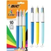 Pens|BIC 4-Color Retractable Ballpoint Pen, Medium Point, Assorted Inks, 3/Pack (MMXP31-AST)