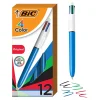 Pens|BIC 4-Color Retractable Ballpoint Pen, Medium Point, 1.0mm, Multicolor, Dozen (MM11-AST)