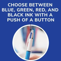 Pens|BIC 4-Color Retractable Ballpoint Pens, Medium Point, 1.4mm, Assorted Ink, 3/Pack (14540)