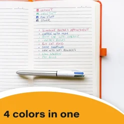 Pens|BIC 4-Color Shine Retractable Ballpoint Pen, Medium Point, Assorted Ink, 3/Pack (MMMTP31-AST)