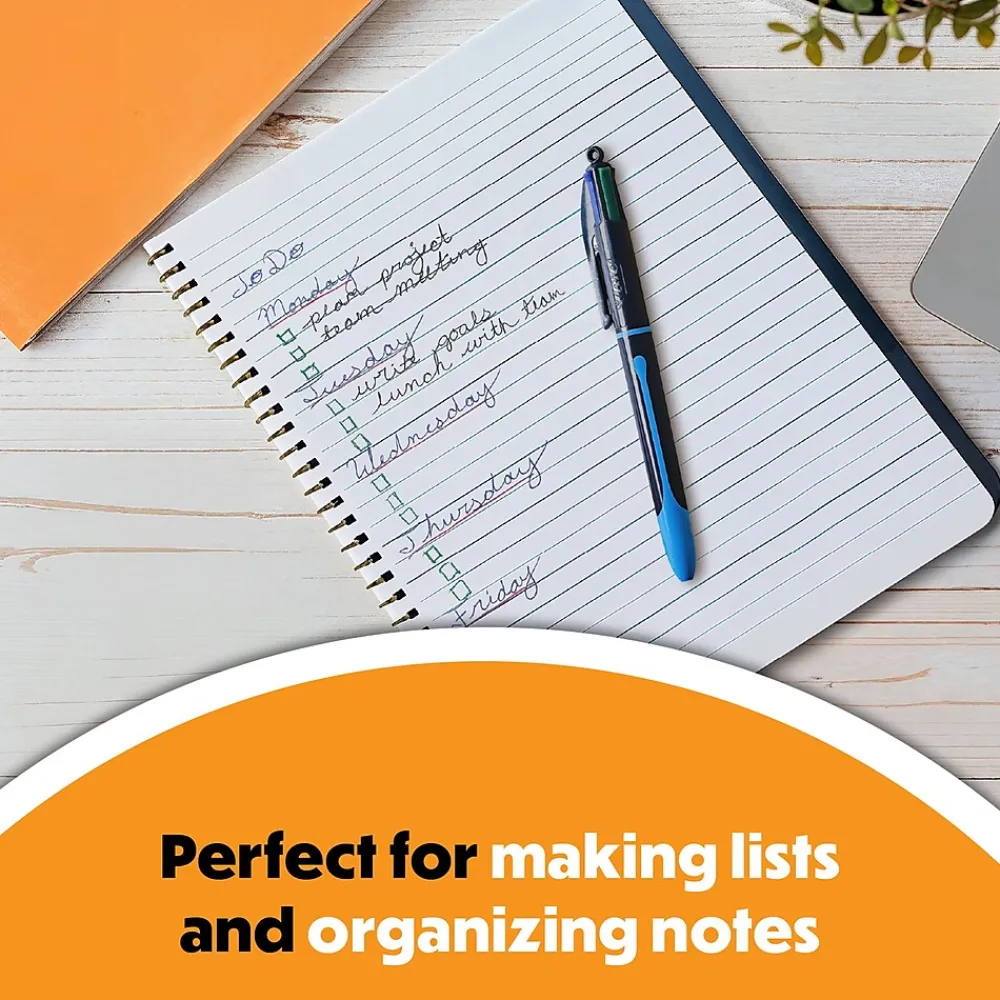 Pens|BIC 4-Color Smooth Retractable Ballpoint Pen, Medium Point, Assorted Ink, 12/Pack (MMS11-AST)