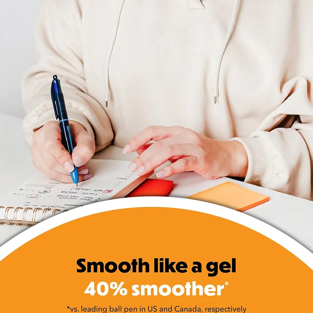 Pens|BIC 4-Color Smooth Retractable Ballpoint Pen, Medium Point, Assorted Ink, 12/Pack (MMS11-AST)