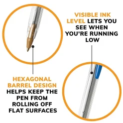 Pens|BIC Cristal Ballpoint Pens, Medium Point, Blue Ink, Dozen (10126/MS11BL)