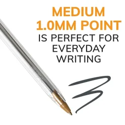 Pens|BIC Cristal Ballpoint Pen, Medium Point, Black Ink, 10/Pack (068271)
