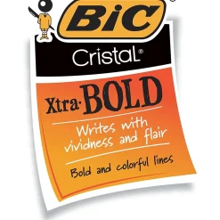 Pens|BIC Cristal Ballpoint Stick Pens, Bold Point, Black Ink, 24/Box (MSBP241-BLK)