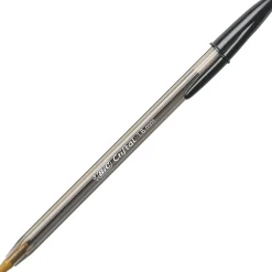 Pens|BIC Cristal Ballpoint Stick Pens, Bold Point, Black Ink, 24/Box (MSBP241-BLK)