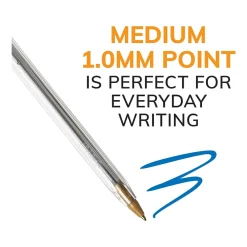 Pens|BIC Cristal Xtra Smooth Ballpoint Pen, Medium Point, Blue Ink, 500/Pack (MS500E-BLU)