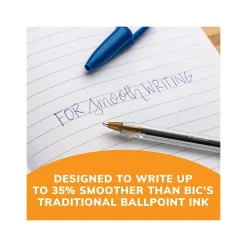 Pens|BIC Cristal Xtra Smooth Ballpoint Pen, Medium Point, Blue Ink, 24/Box, 6 Boxes/Pack (MS144E-BLU)