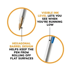 Pens|BIC Cristal Xtra Smooth Ballpoint Pen, Medium Point, Blue Ink, 24/Box, 6 Boxes/Pack (MS144E-BLU)