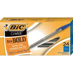 Pens|BIC Cristal Xtra-Bold Ballpoint Pens, Bold Point, 1.6mm, Blue Ink, 24/Pack (MSBP241-BLU)