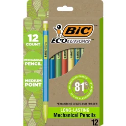 Pencils|BIC Ecolutions Mechanical Pencils, 0.7mm, #2 Medium Lead, Dozen (MPE12-BLK)