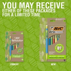 Pencils|BIC Ecolutions Mechanical Pencils, 0.7mm, #2 Medium Lead, Dozen (MPE12-BLK)