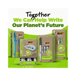 Pens|BIC ECOlutions Retractable Gel Pen, Medium Point, 1.0 mm, Black Ink, 12/Pack (RGLE11-BLK)