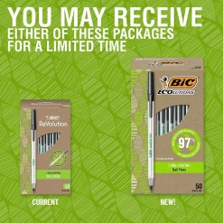 Pens|BIC Ecolutions Round Stic Ballpoint Pens, Medium Point, Black Ink, 50/Pack (GSME509-BLK)