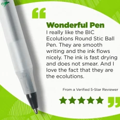 Pens|BIC Ecolutions Round Stic Ballpoint Pens, Medium Point, Black Ink, 50/Pack (GSME509-BLK)