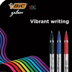 Pens|BIC Gel-ocity Stic Gel Pens, Medium Point, 0.7 mm, Assorted Colors, 14/Pack (RGSMP14-AST)