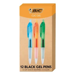 Pens|BIC Intensity Clic Gel Pen, 0.7mm, Black Ink, Dozen (RNCX11-BLK)