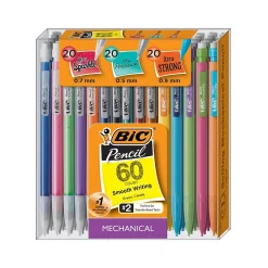Pencils|BIC Mechanical Pencils, Assorted Sizes, #2 Lead, 60/Pack (WX7TG026-BLK)
