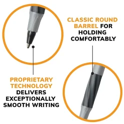 Pens|BIC Round Stic Grip Xtra Comfort Ballpoint Pens, Fine Point, 0.8mm, Black Ink, Dozen (13902)