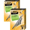 Pens|BIC Round Stic Xtra Life Ballpoint Pens, Medium Point, Black, 60/Pack, 2 Packs (GSM609BK-2)