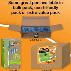 Pens|BIC Round Stic Xtra Life Ballpoint Pens, Medium Point, 1.0mm, Blue Ink, 60/Pack (GSM609BE)