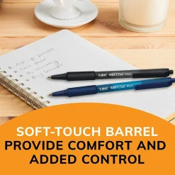 Pens|BIC Soft Feel Retractable Ballpoint Pens, Medium Point, Blue Ink, Dozen (SCSM11BLU)