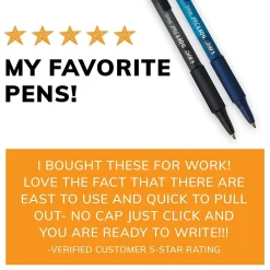 Pens|BIC Soft Feel Retractable Ballpoint Pens, Medium Point, Blue Ink, Dozen (SCSM11BLU)