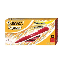 Pens|BIC Soft Feel Retractable Ballpoint Pens, Medium Point, Red Ink, 12/Pack (837399)