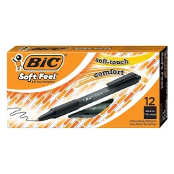 Pens|BIC Soft Feel Retractable Ballpoint Pens, Fine Point, 0.8mm, Black Ink, Dozen (12346/SCSF11BK)