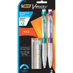 Pencils|BIC Velocity Max Mechanical Pencil, 0.7mm, #2 Hard Lead, 2/Pack (MPMX7P21-BLK)