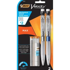 Pencils|BIC Velocity Max Mechanical Pencil, 0.5mm, #2 Hard Lead, 2/Pack (MPMX5P21BLK)