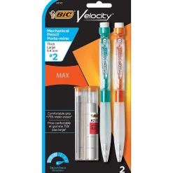 Pencils|BIC Velocity Max Mechanical Pencil, 0.9mm, #2 Hard Lead, 2/Pack (MPMX9P21BLK)