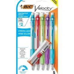 Pencils|BIC Velocity Mechanical Pencil, 0.9mm, #2 Hard Lead, 5/Pack (MVP51-BLK)