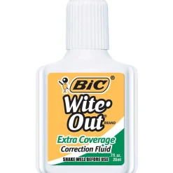 Correction & White-Out|BIC Wite-Out Extra Coverage Correction Fluid, 20 ml., White, 12/Pack (WOFEC12WE)