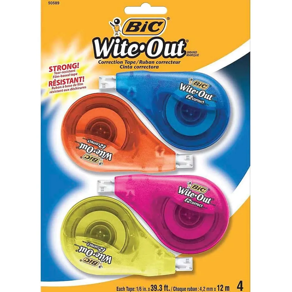 Correction & White-Out|BIC Wite-Out EZ Correct Correction Tape, White, 18/Pack, 4 Packs/Carton (50589-CT)
