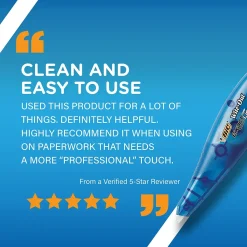 Correction & White-Out|BIC Wite-Out EZ Correct Correction Tape, White, 18/Pack (WOTAP18-WHI)